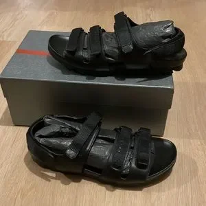 PRADA Men\'s Black Leather Sandals Shoes Sz. 9.5 Leather sandals Prada Black size 9.5 UK in Leather - 56515279 main image 4